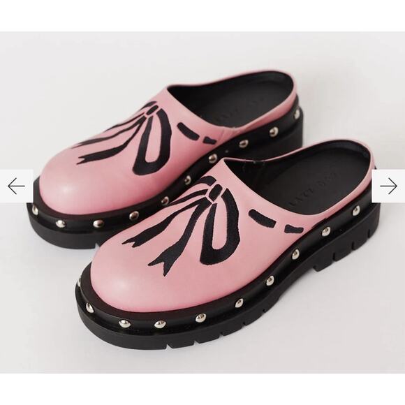 Lazy Oaf Shoes - Lazy Oaf Women's Pink Pretty Tough Bow Clogs Shoes - Size EU40/9.5US